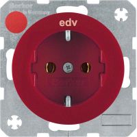 SCHUKO-Steckdose 47432022 rot glänzend Aufdruck EDV