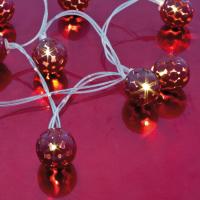 LED-Minilichterkette Metallkugel rot