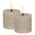 LED-Echtwachskerzen FLAMME SWIRL VOTIVE 1 warmweiße flackernde LED 2er-Set H 70, Ø 50 beige