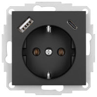 Kombi-Steckdose K55 schwarz matt mit USB Buchsen