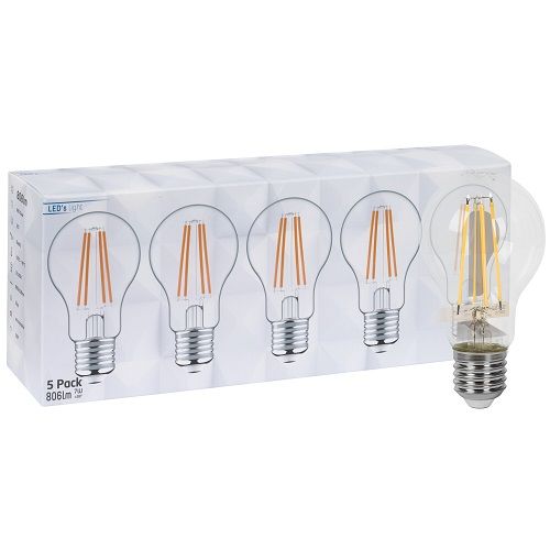 LED-Filament-Lampe 5er-Set AGL-Form klar E27/7W 60W 806 lm2700K