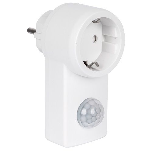 Steckdosenadapter mit Bewegungsmelder 1200W/LED300VA Erfassungswinkel 120° Reichweite 1-10 m weiß