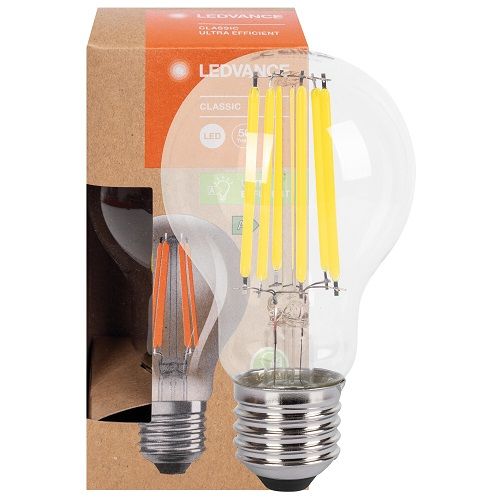 LED-Filament-Lampe ULTRA EFFICIENT CLASSIC A AGL-Form klar E27 3000K 5W (75W) 1.055 lm