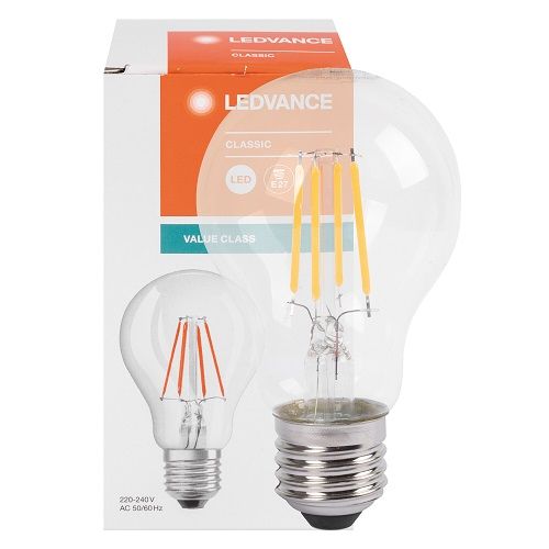 LED-Filament-Lampe CLASSIC A VALUE AGL-Form  klar E27 2700K 4W