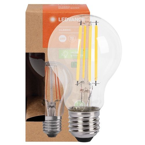 LED-Filament-Lampe ULTRA EFFICIENT CLASSIC A AGL-Form klar E27 3000K 3,8W (60W) 840 lm