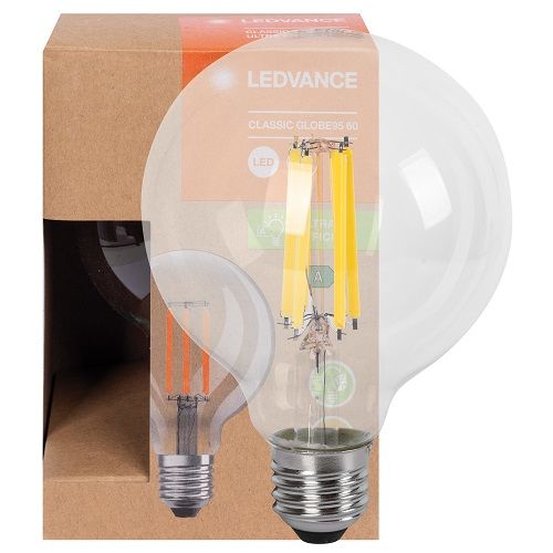 LED-Filament-Lampe ULTRA EFFICIENT CLASSIC GLOBE Globe-Form klar E27/4W 840 lm 3000K