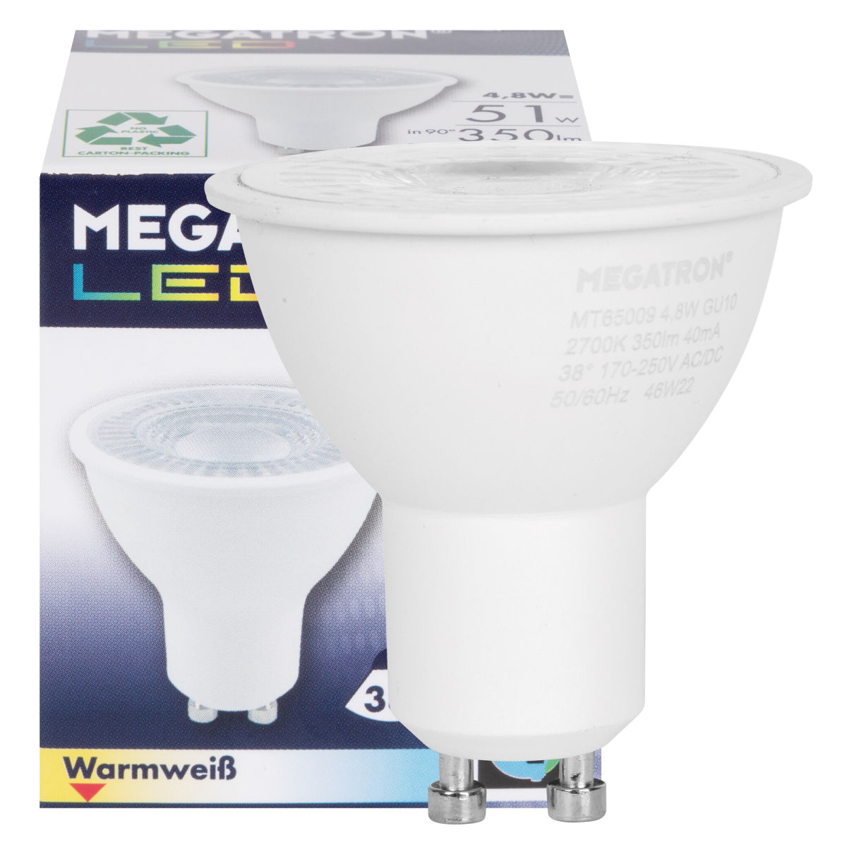 LED-Reflektorlampe GU10 2700K  4,8W 350lm 