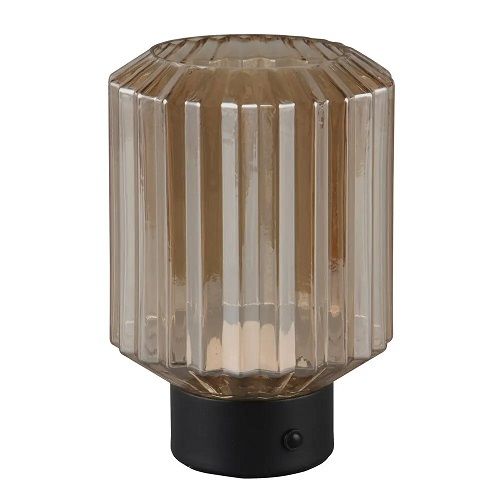 Akku-Tischleuchte LORD LED/1,5W Metall schwarz/matt, Glas amber