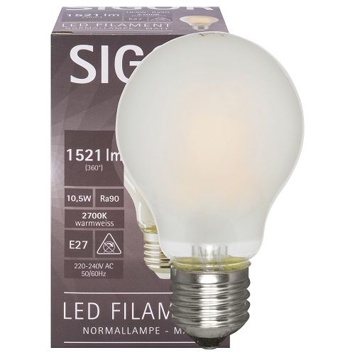 LED-Filament-Lampe AGL-Form matt E27 2700K 10,5W