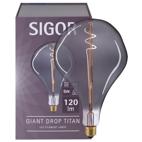 LED-Filament-Lampe GIANT DROP E27/5W L 265 Ø 165 lila