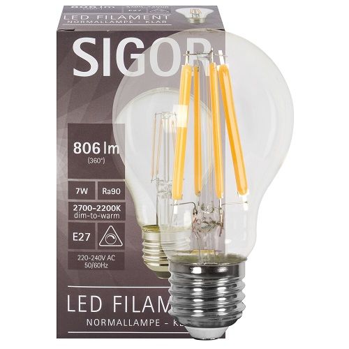 LED-Filament-Lampe AGL-Form E27 7W 806 lm klar