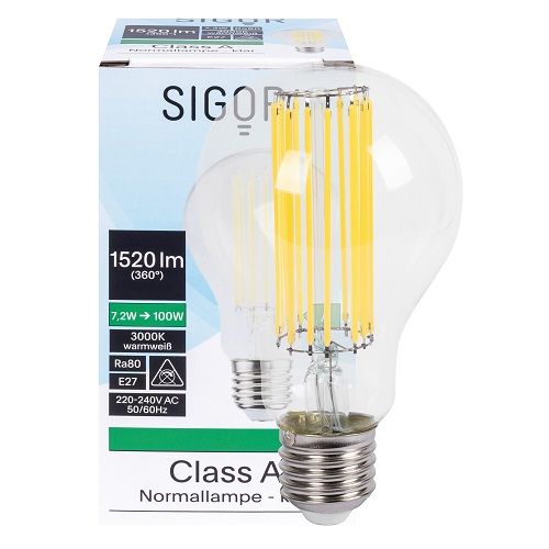 LED-Filament-Lampe AGL-Form klar E27 3000K 7,2W (100W), 1.520 lm