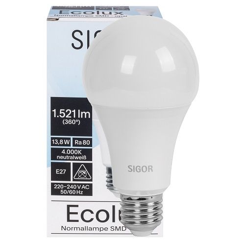 LED-Lampe ECOLUX AGL-Form E27 4000K 13,8W