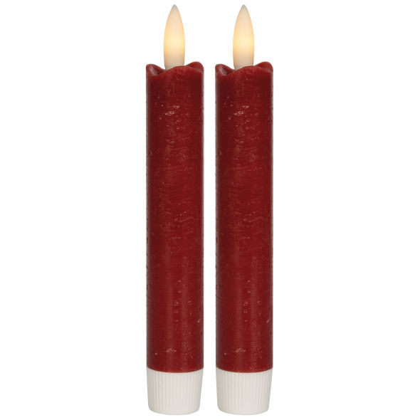 LED-Echtwachskerzen FLAMME ANTIQUE 2er-Set H=150mm rot