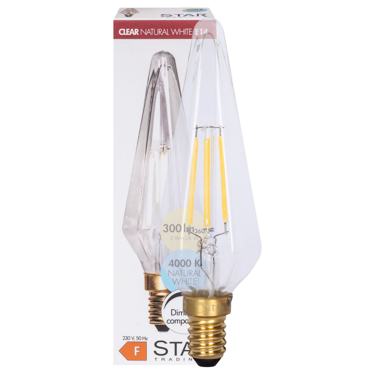 LED-Filament-Lampe SOFT GLOW Diamant-Form klar E14/3W (28W) 300 lm 4000K