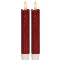 LED-Echtwachskerzen FLAMME ANTIQUE 2er-Set H=150mm rot