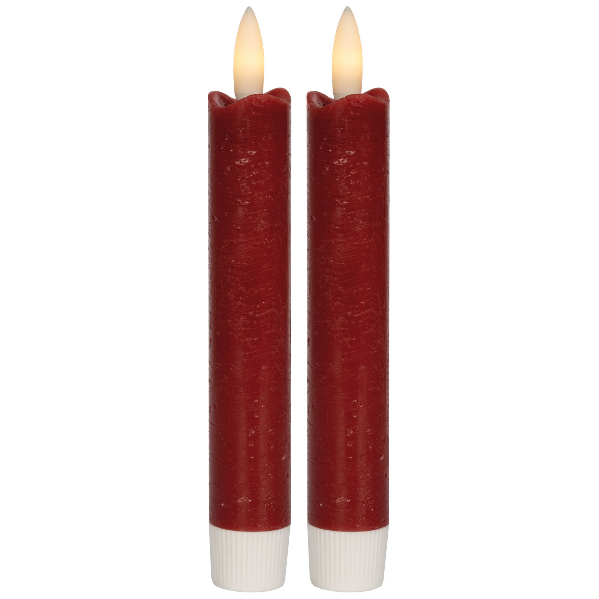 LED-Echtwachskerzen FLAMME ANTIQUE 2er-Set H=150mm rot