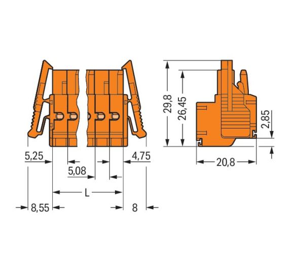 2-Leiter-Federleiste 231-2305/037-000