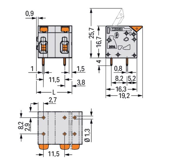 Leiterplattenklemme Hebel 2604-1511