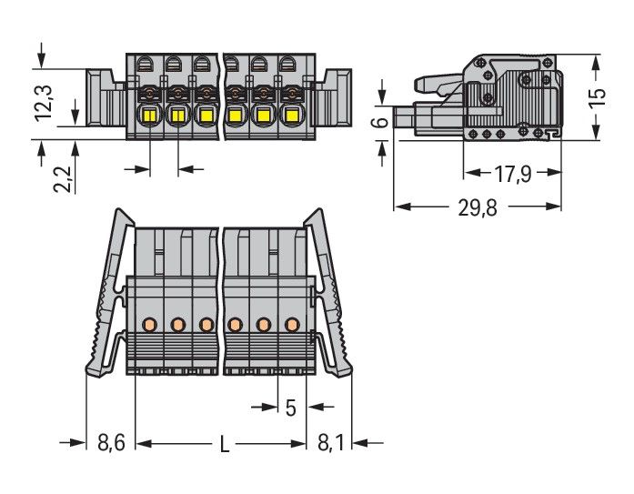 1-Leiter-Federleiste 2231-102/037-000