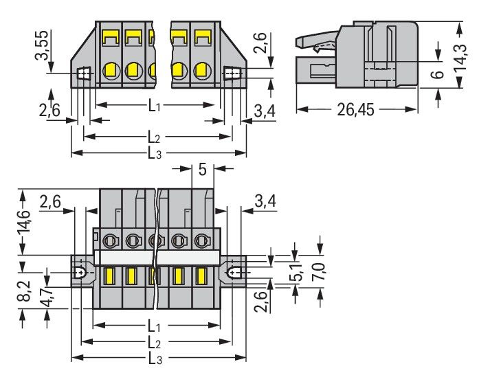 1-Leiter-Federleiste 231-106/027-000