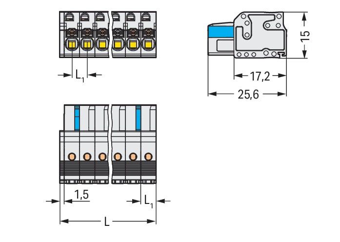 1-Leiter-Federleiste 2721-105/026-000/134