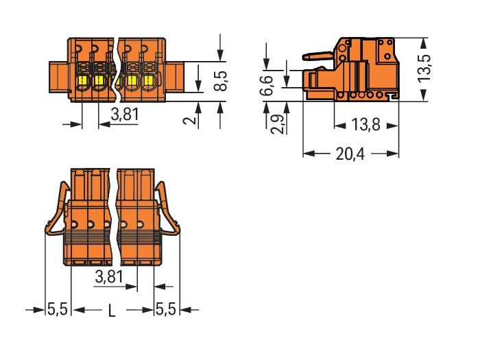 1-Leiter-Federleiste 2734-208/037-000