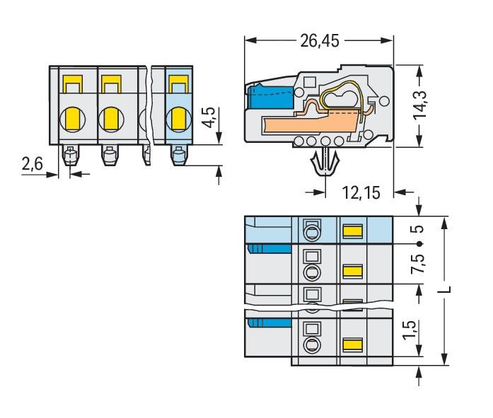 1-Leiter-Federleiste 721-205/008-000/037-