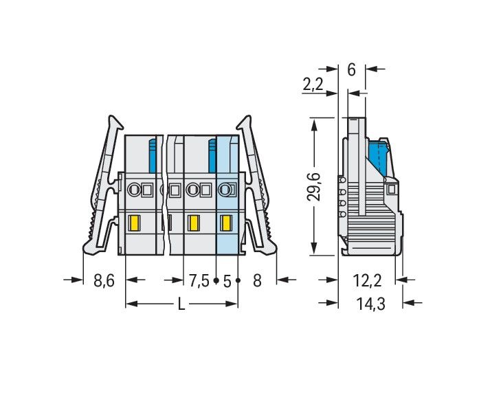 1-Leiter-Federleiste 721-206/037-000