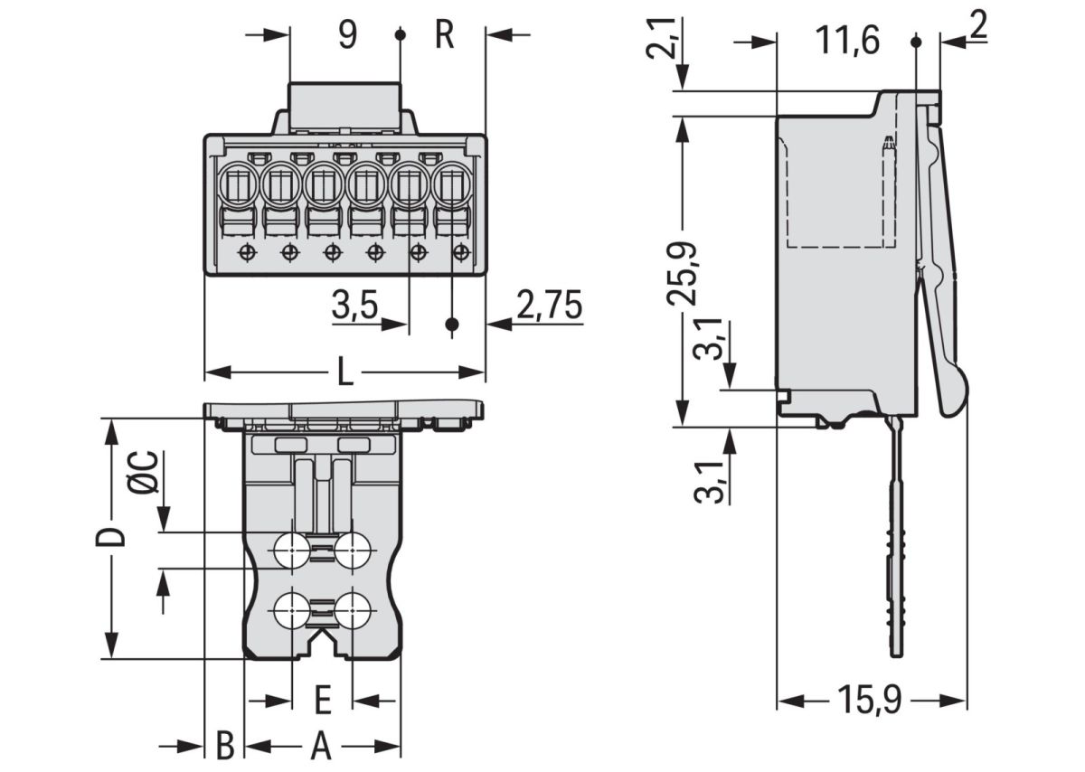 1-Leiter-Stiftleiste 2091-1505/002-3000