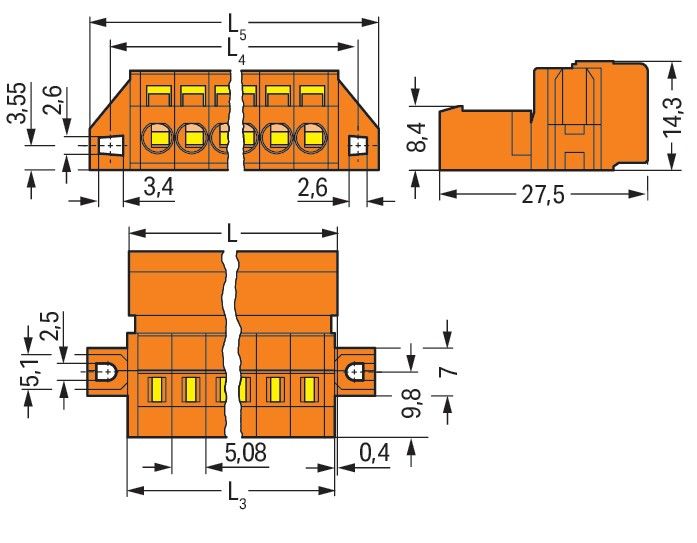 1-Leiter-Stiftleiste 231-637/019-000/034-