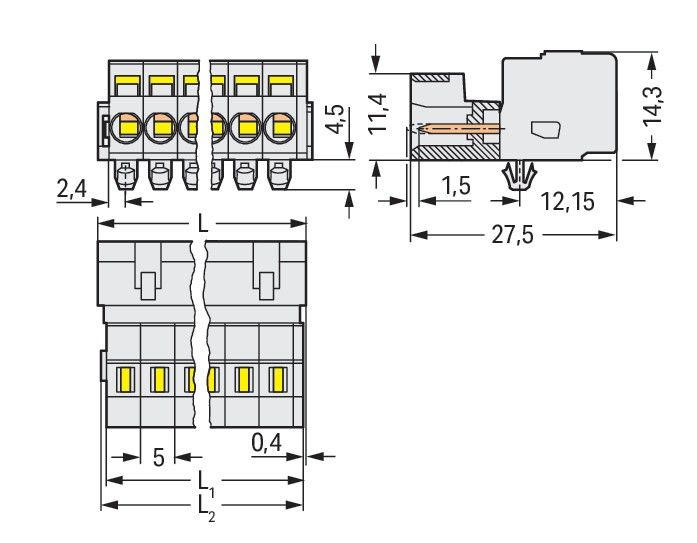 1-Leiter-Stiftleiste 721-605/018-000