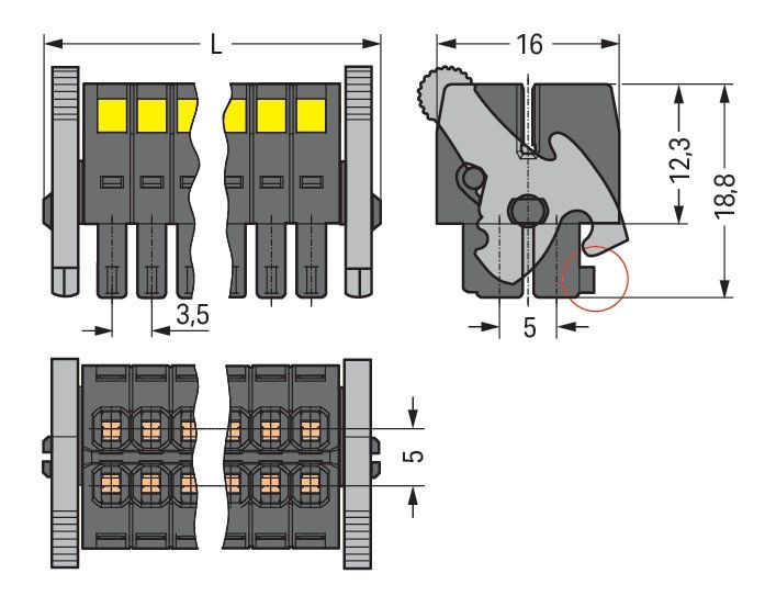 1-LeiterFederleiste2reihig 713-1113/037-000