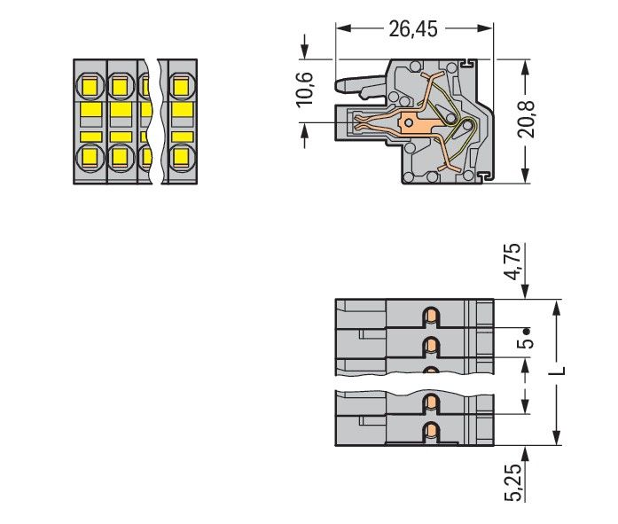 2-Leiter-Federleiste 231-2104/026-000