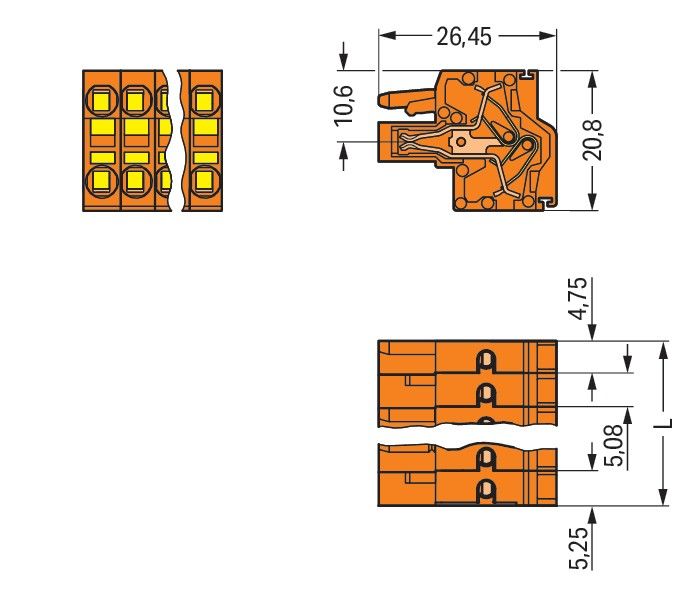 2-Leiter-Federleiste 231-2304/026-000