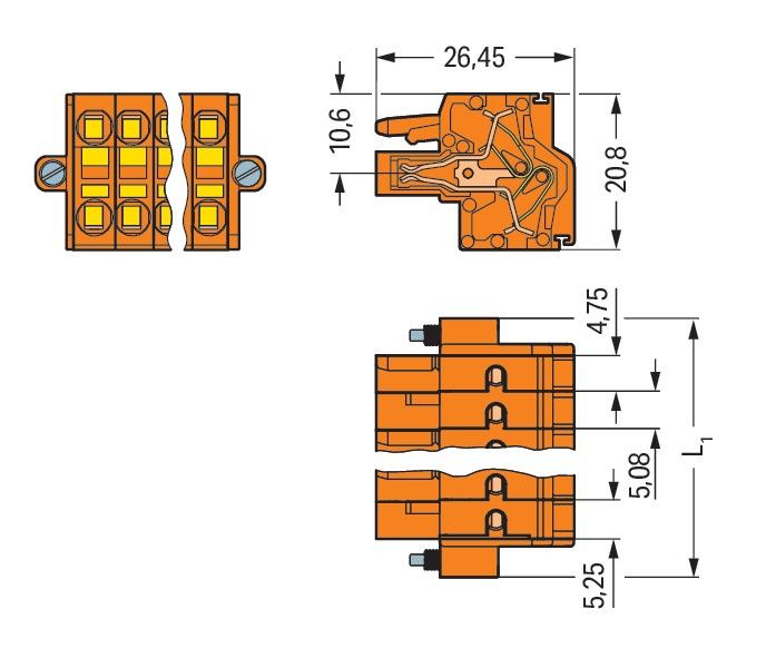 2-Leiter-Federleiste 231-2305/107-000