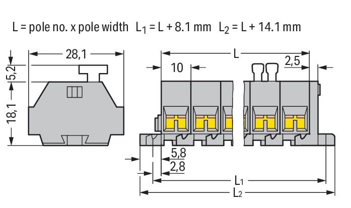 2-Leiter-Klemmenleiste 261-104/331-000