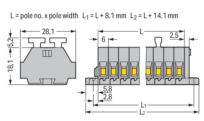 2-Leiter-Klemmenleiste 261-104/341-000