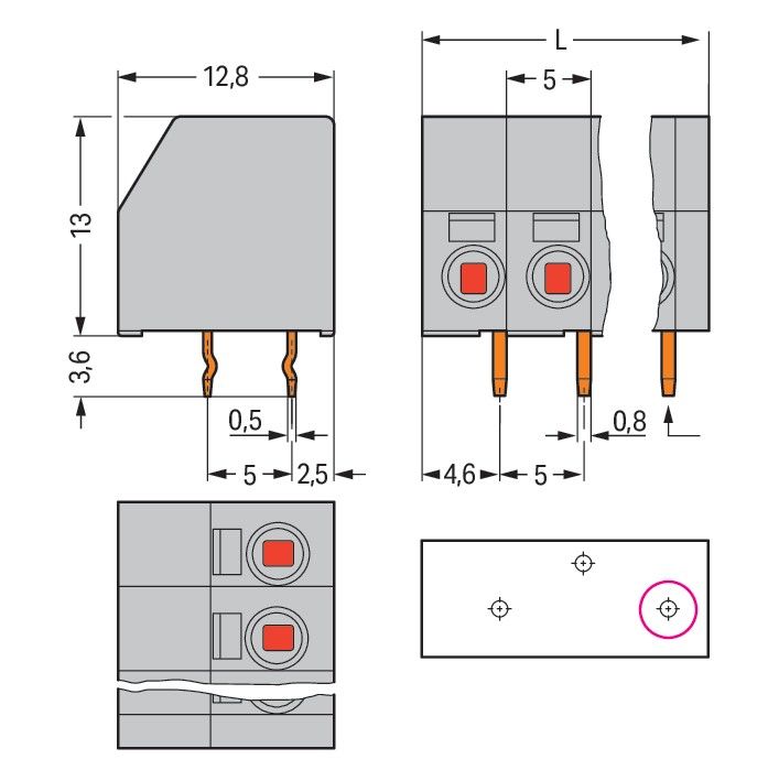 2-Leiter-Leiterplattenkle. 253-110/000-012