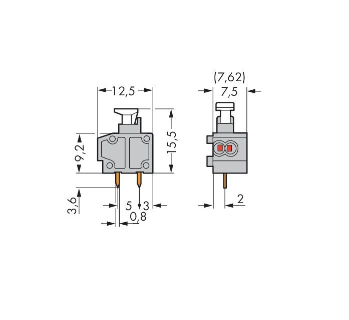 2LeiterLeiterplattenklemme 235-551/333-000