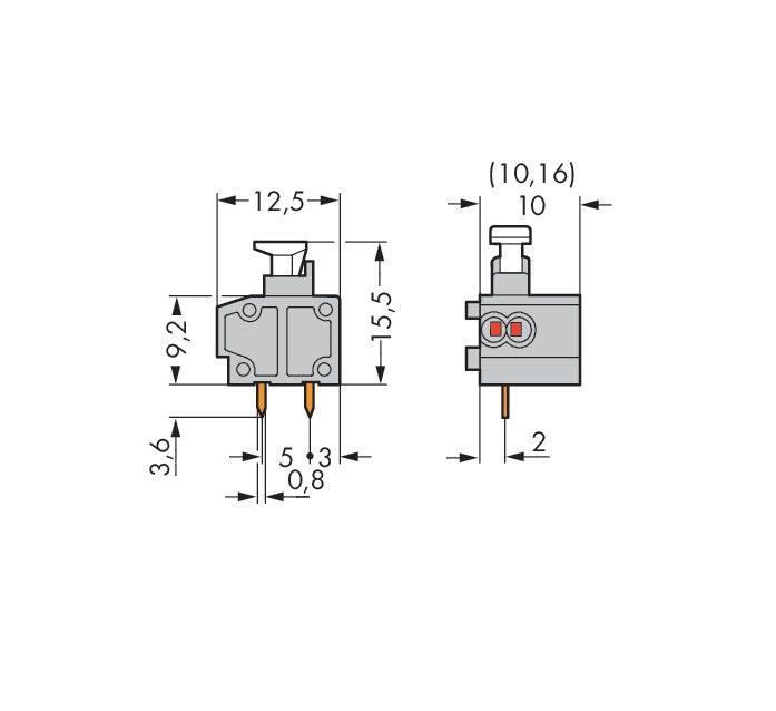 2LeiterLeiterplattenklemme 235-851/332-000