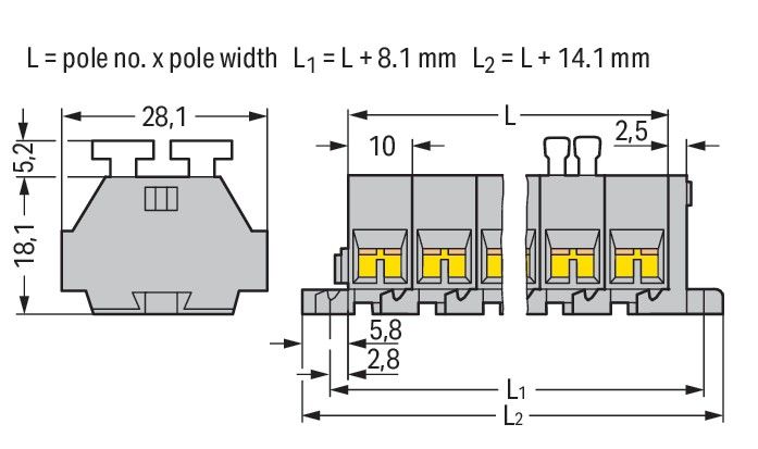 4-Leiter-Klemmenleiste 261-207/342-000