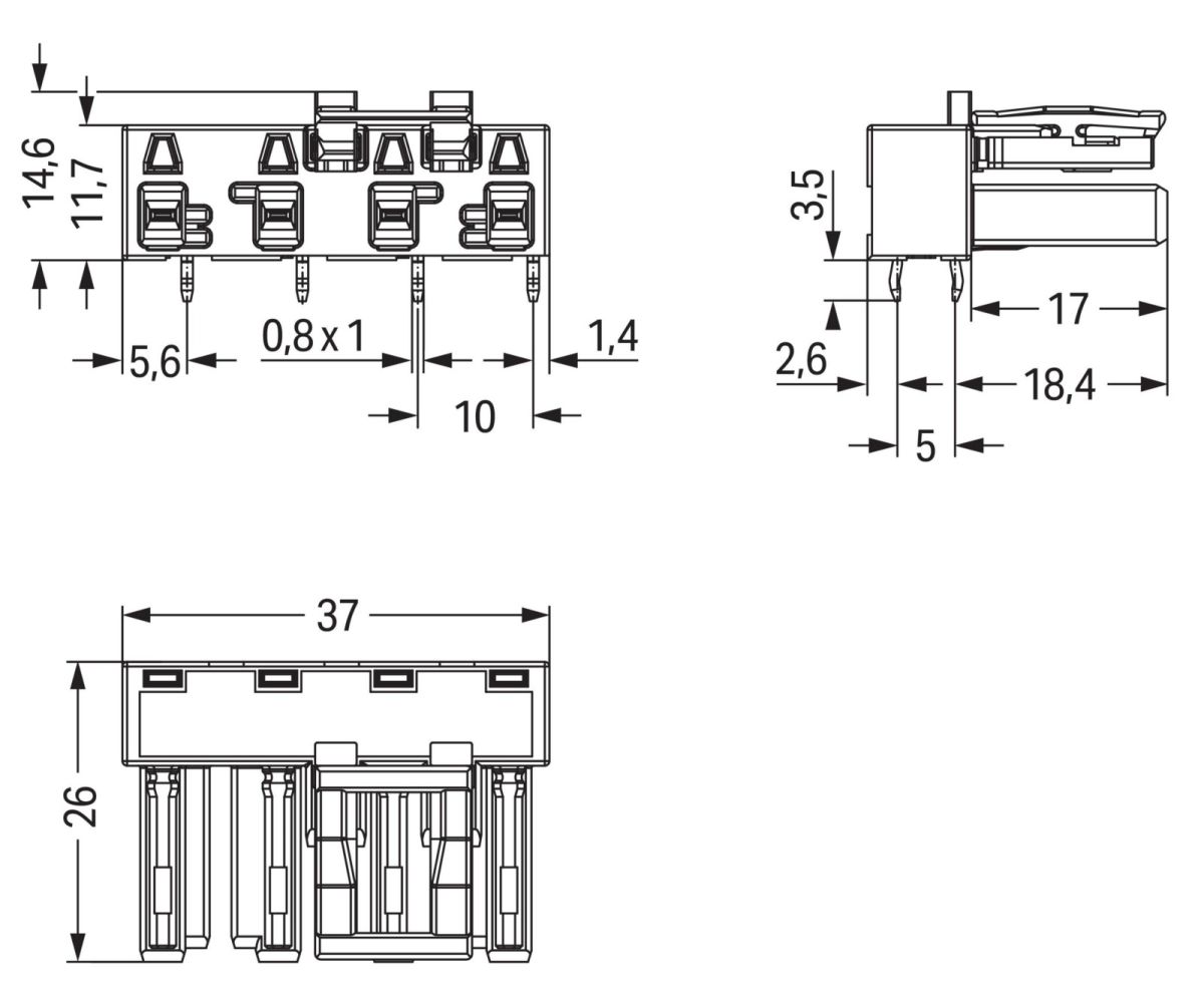 Buchse für Leiterplatten 770-864/011-000/072-