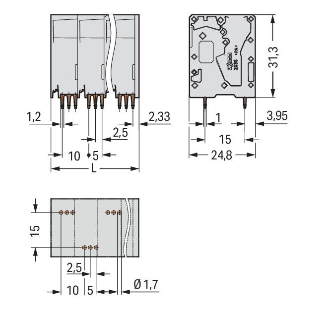 Leiterplattenklemme,16 mm² 2636-3104/020-016