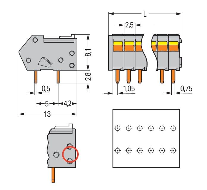 Leiterplattenklemme 218-105/000-012