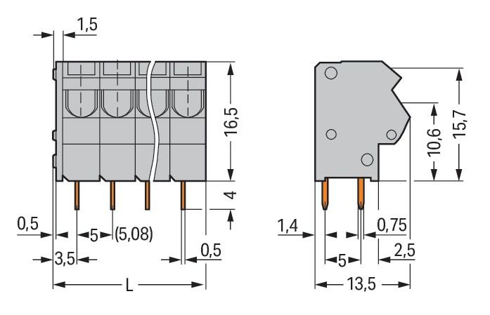 Leiterplattenklemme 254-458/000-004