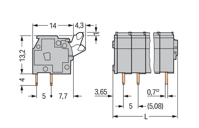 Leiterplattenklemme 255-402/333-000