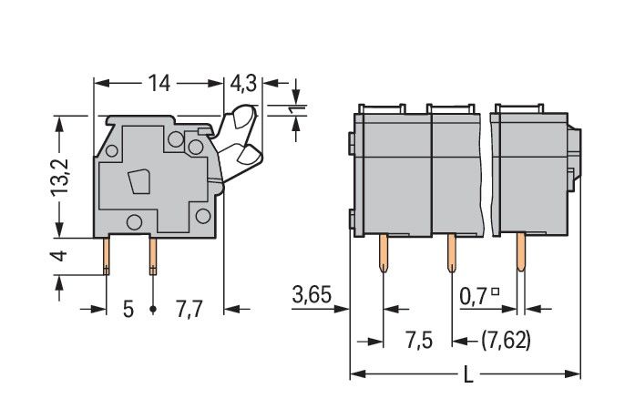 Leiterplattenklemme 255-509/333-000