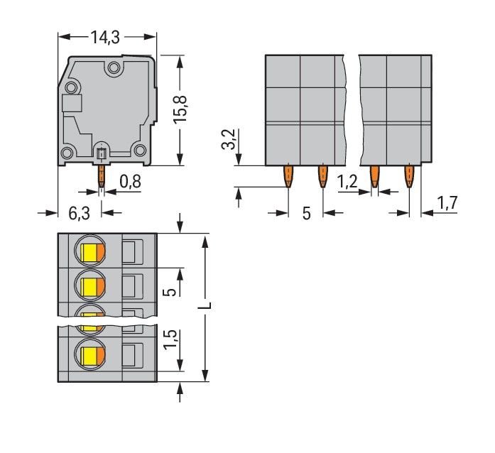 Leiterplattenklemme 739-108