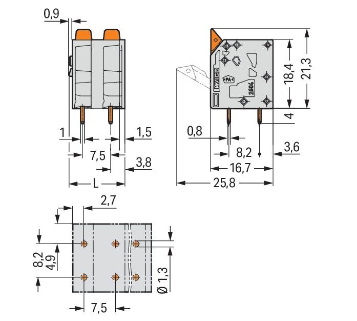 Leiterplattenklemme Hebel 2604-3308